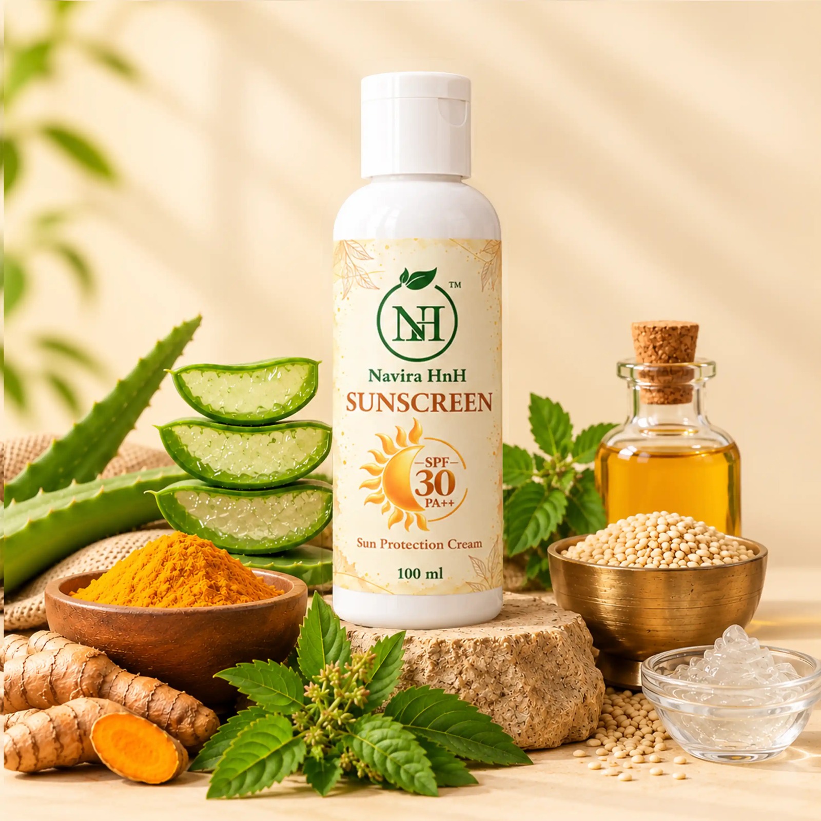 Navira HnH Sunscreen SPF 30 PA+++ | Broad Spectrum UVA/UVB Protection | Helps Prevent Tanning | 100 ml